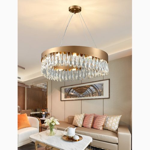 Borgio Verezzi Gold Crystal urve Hanging Miracle Light Fixture