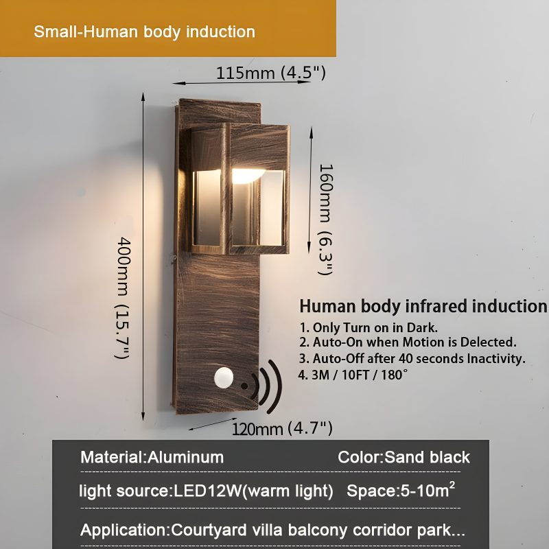 MIRODEMI Black/Bronze Outdoor Waterproof LED Aluminum Wall Light With Motion Sensor image | luxury furniture | outdoor lamps 