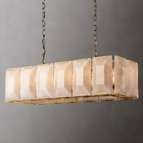 Cagli Glossy LED Golden Retro American Rectangular Crystal Chandelier