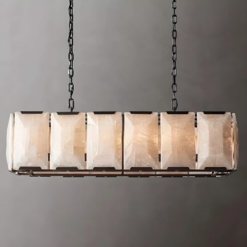 Cagli Glossy LED Retro American Rectangular Metal Chandelier