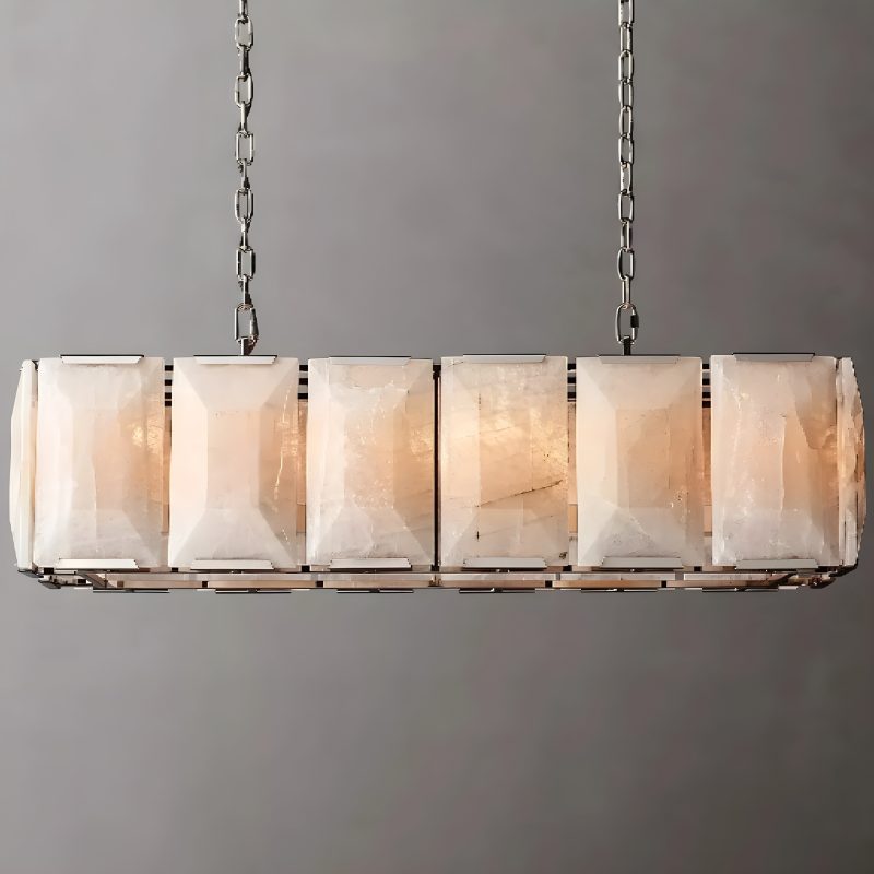 Cagli Glossy Led Retro Rectangular Crystal Chandelier