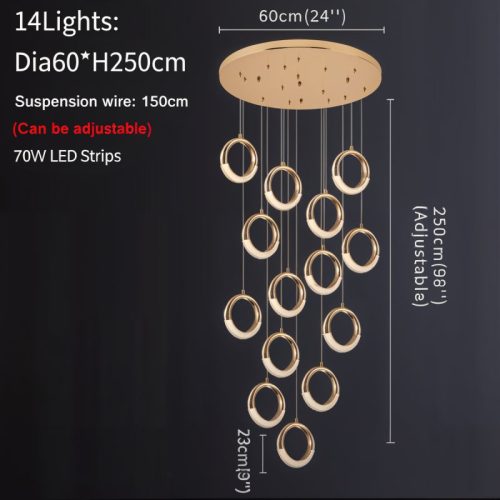 Cannero Riviera Luxury Gold Ring Pendant Lighting Sizes