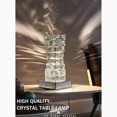 Chrome Crystal Modern Table Lamp For Living Room For Bedroom