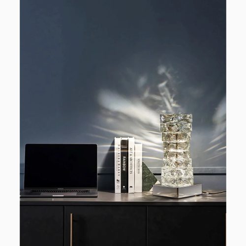 Crystal|Steel|Table|Lamp|Chrome|Bedside|Living|Bedroom|LED|Elegant|Luxury