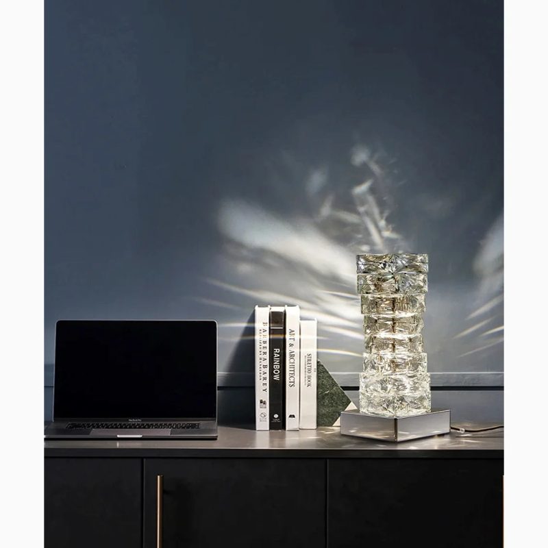 Crystal|Steel|Table|Lamp|Chrome|Bedside|Living|Bedroom|LED|Elegant|Luxury