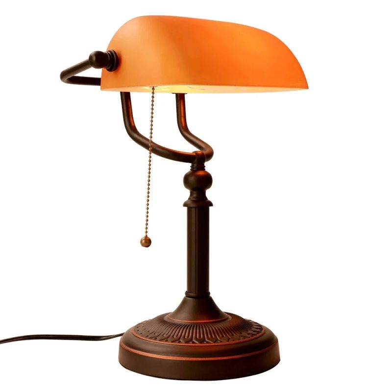 Classic Style Vintage Banker LED Table Lamp For Bedroom