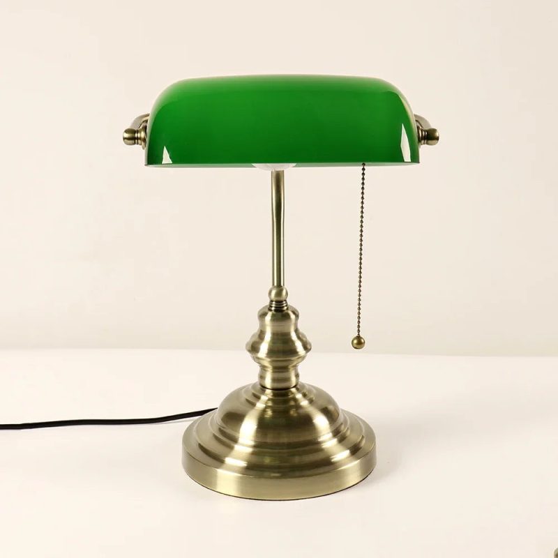 Vintage|Elegant|Reading|Table|Lamp|Bedroom|Cabinet|Green