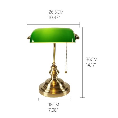 Classic Style Vintage Green Banker Reading Table Lamp For Bedroom