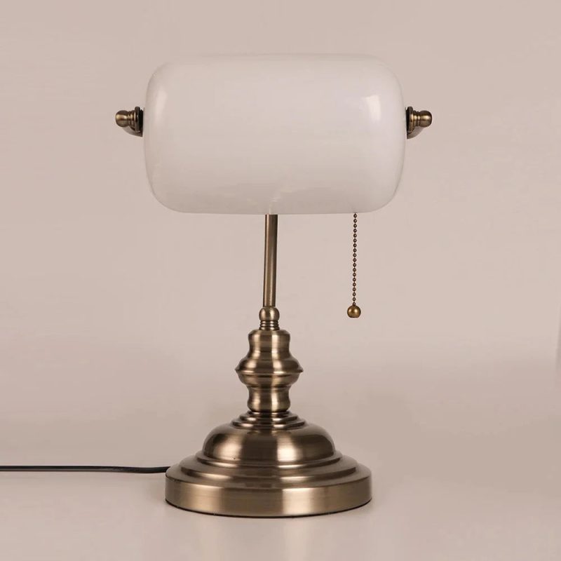 Classic Style Vintage White Banker Reading Lamp For Bedroom