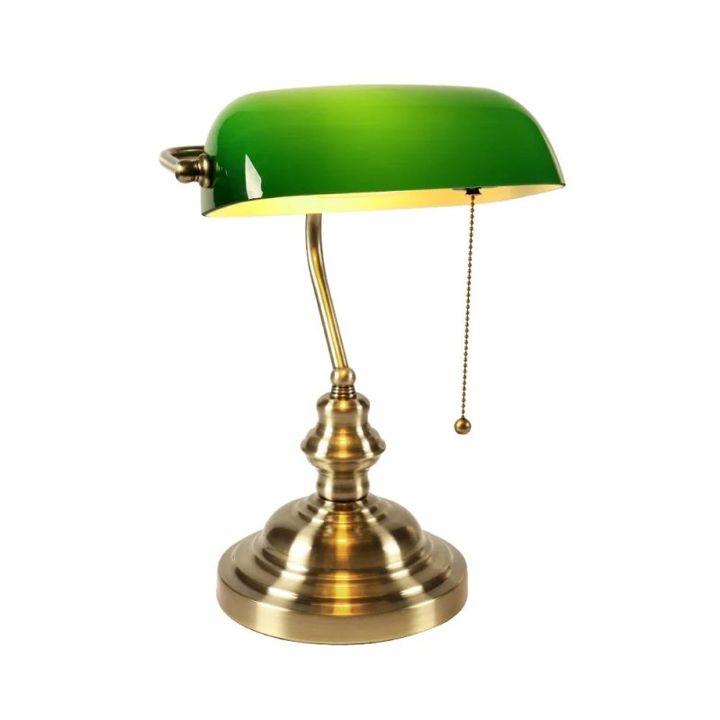 Classical Vintage Green Banker Reading Lamp For Bedroom For Cabinet