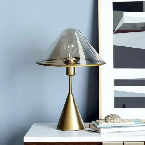 Clear Glass Mushroom LED Bedside Lamp