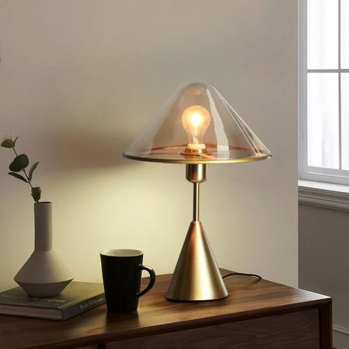 Clear Glass Mushroom LED Table Lamp