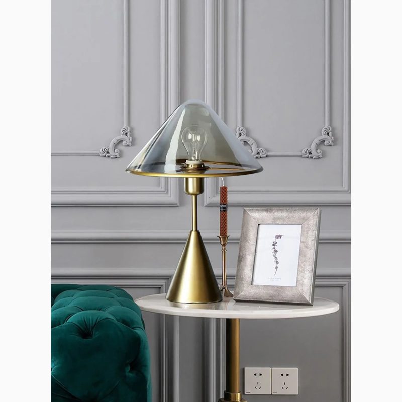 Table|Lamp|Bedside|Cabinet|Clear|Glass|Mushroom|Amber