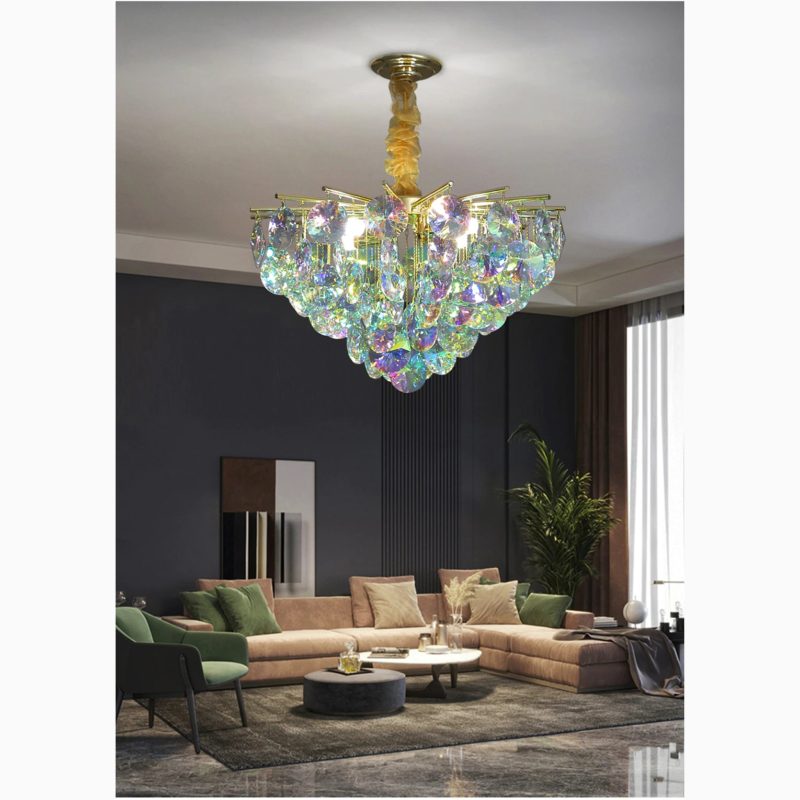 Colorful Iridescent Crystal Chandelier for Kitchen