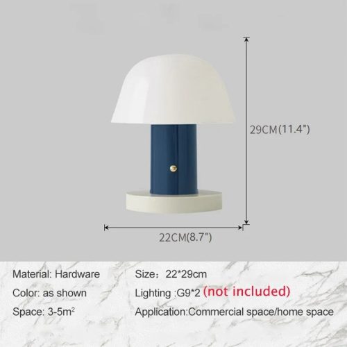 Creative Design Blue Touch Switch Semicircle Table Lamp For Bedroom