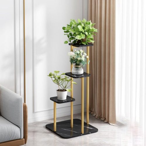 Multi-Shelves Nordic Luxury Plant Stand Black / L15.7xH36.6" / L40.0xH93.0cm