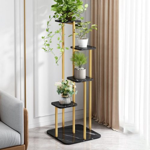 Multi-Shelves Nordic Luxury Plant Stand Black / L15.7xH48.4