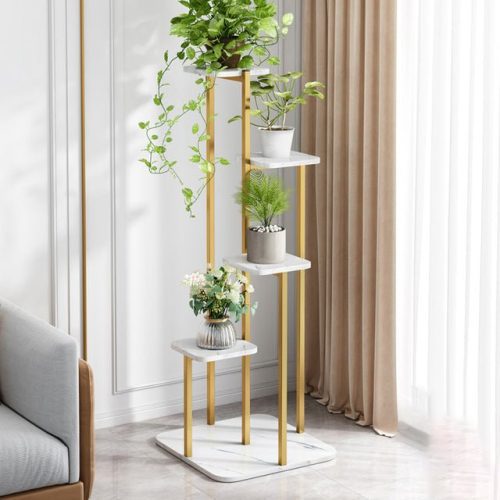 Multi-Shelves Nordic Luxury Plant Stand White / L15.7xH48.4