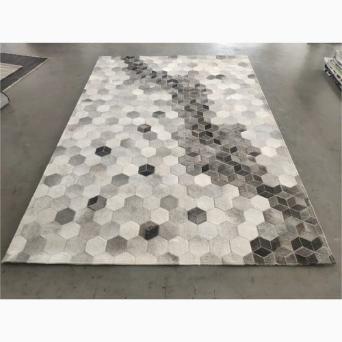 Creative Rectangular Cowhide Carpet with Hexagon Design