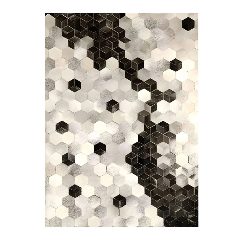 Creative Rectangular Cowhide Carpet with Hexagon Design Size