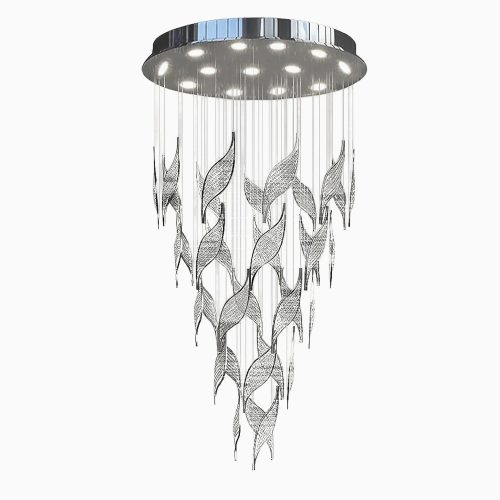 Crystal LED Chandelier Chrome Pendant Modern For Hall For Lobby