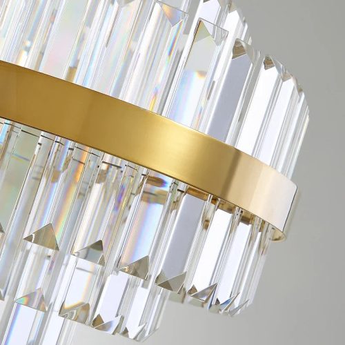 Crystal Led Chandelier Gold Round Modern For Living Room For Dining Room For Master Bedroom