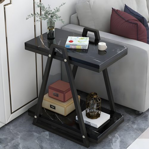 MIRODEMI Double Side Coffee Table with Storage Made of Iron and Marble image | luxury furniture | unique coffee table | coffee table