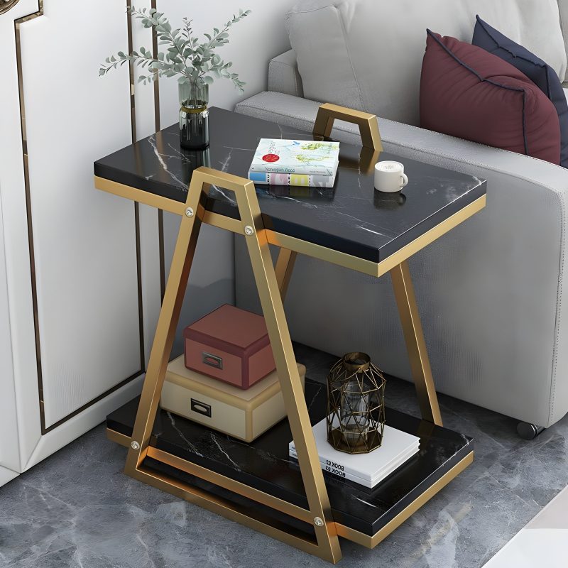 MIRODEMI Double Side Coffee Table with Storage Made of Iron and Marble image | luxury furniture | unique coffee table | coffee table