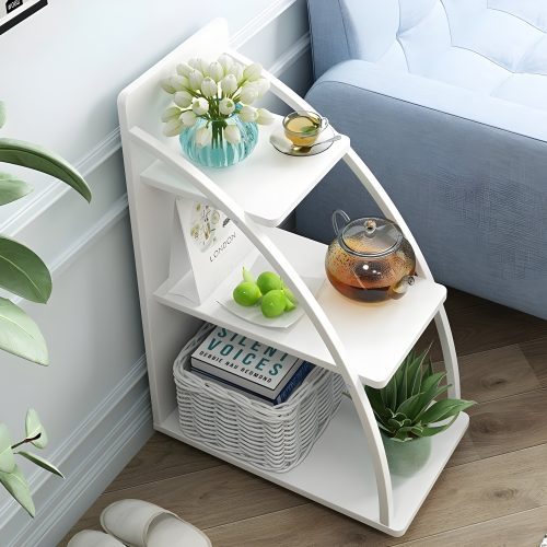 Double Side Coffee Table with Storage Made of Iron and Marble White