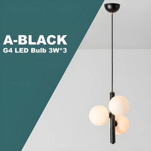 Drap Minimalistic Pendant Ball Shaped Chandelier for Kitchen Black