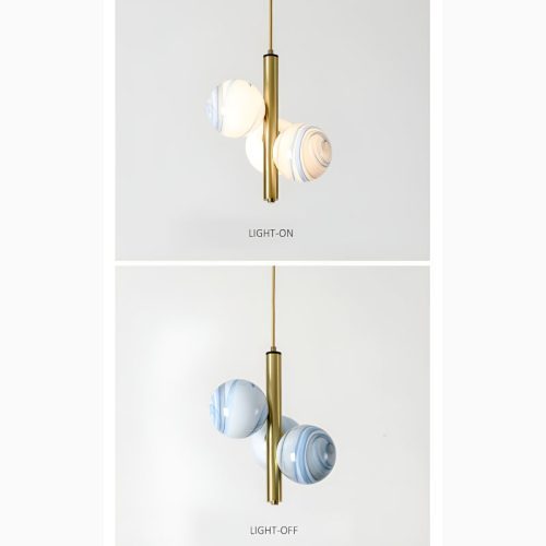 Drap Minimalistic Pendant Ball Shaped Chandelier for Kitchen Blue White