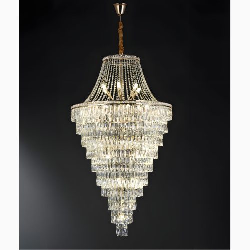 Duplex Spiral Crystal Stairway Chandelier with Cool Light