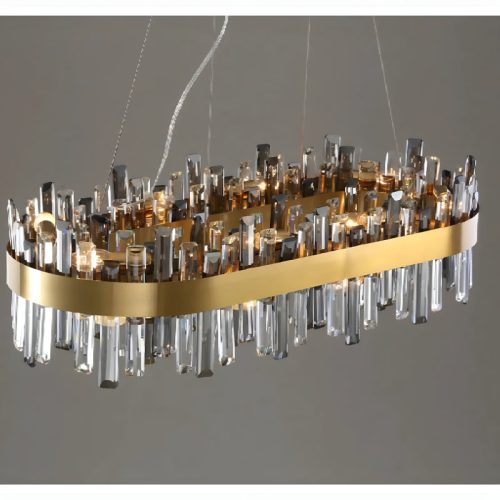 Duranus Modern Gorgeous Oval Luxury Brushed Chandelier Grey Background