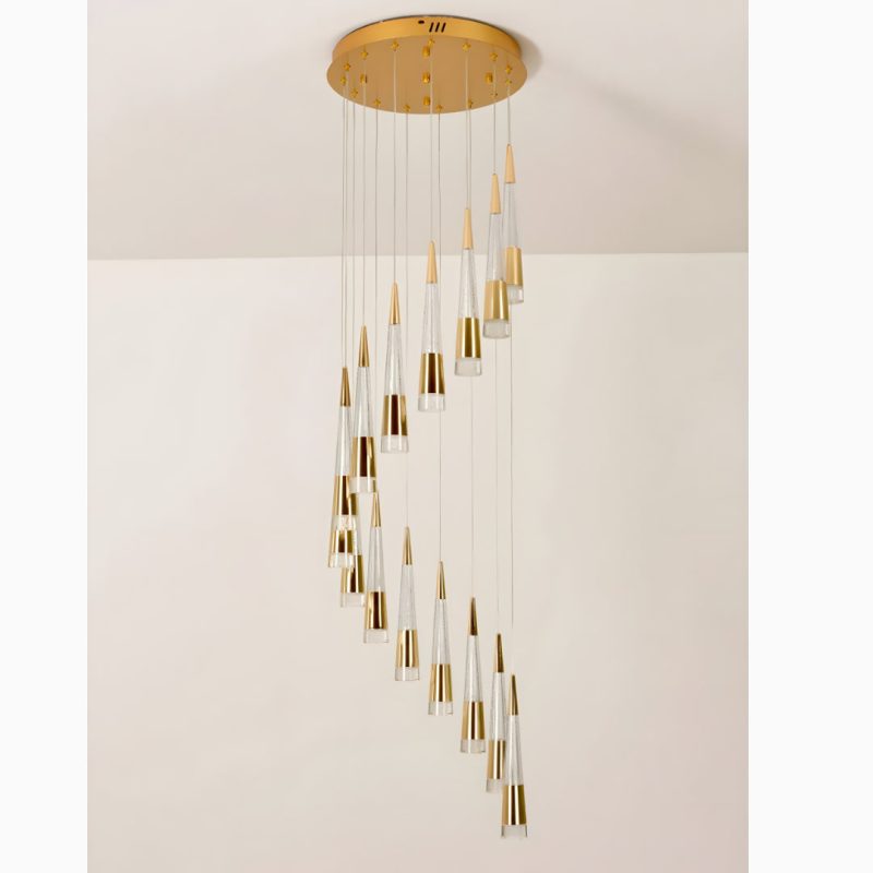 Extraordinary Gold LED Cones Ceiling Chandelier