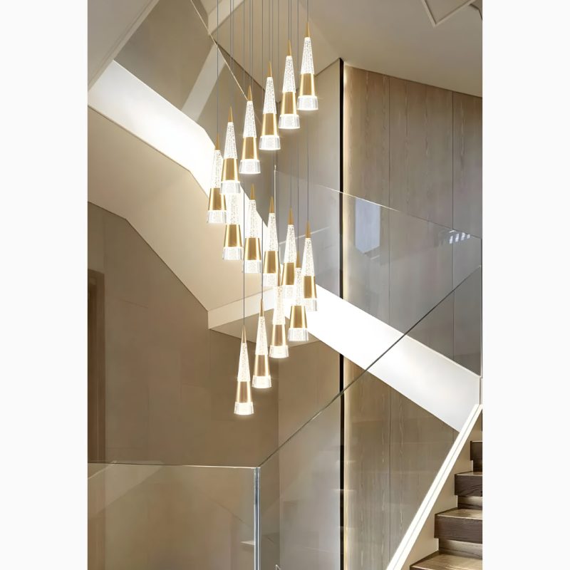 Gorbio | Extraordinary Gold Modern Cones Ceiling Chandelier from Mirodemi for Staircase