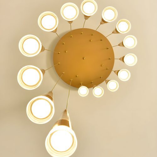 Extraordinary Gold Modern Cones Ceiling Chandelier in Details