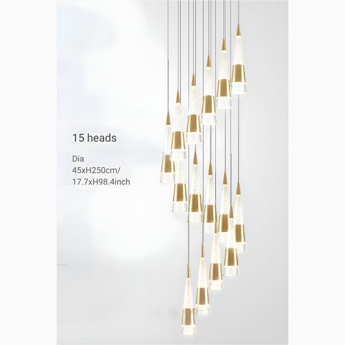 Extraordinary Gold Modern Cones Ceiling Chandelier with 15 Heads