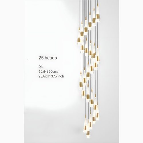 Extraordinary Gold Modern Cones Ceiling Chandelier with 25 Heads