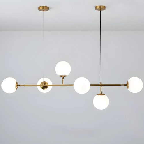 Glas Milky Ball Pendant Gold Led Chandelier For Kitchen For Living Room