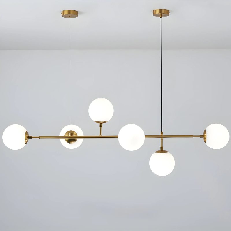 Glas Milky Ball Pendant Gold Led Chandelier For Kitchen For Living Room