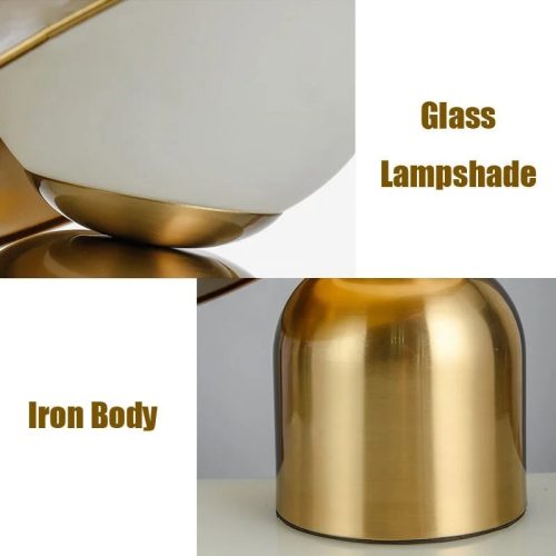 Gold Metal Glass Ball LED Desk Light Fixture For Hall For Living Room