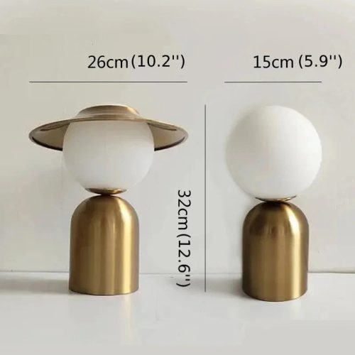 Gold Metal Glass Ball LED Desk Light Fixture With Hat Without Hat For Bedroom For Living Room