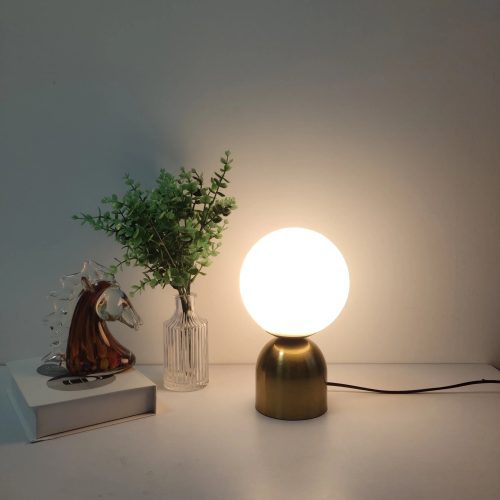 Creative|Gold|Glass|Ball|Milky|LED|Hat|Elegant|Modern|Table|Lamp|Desk