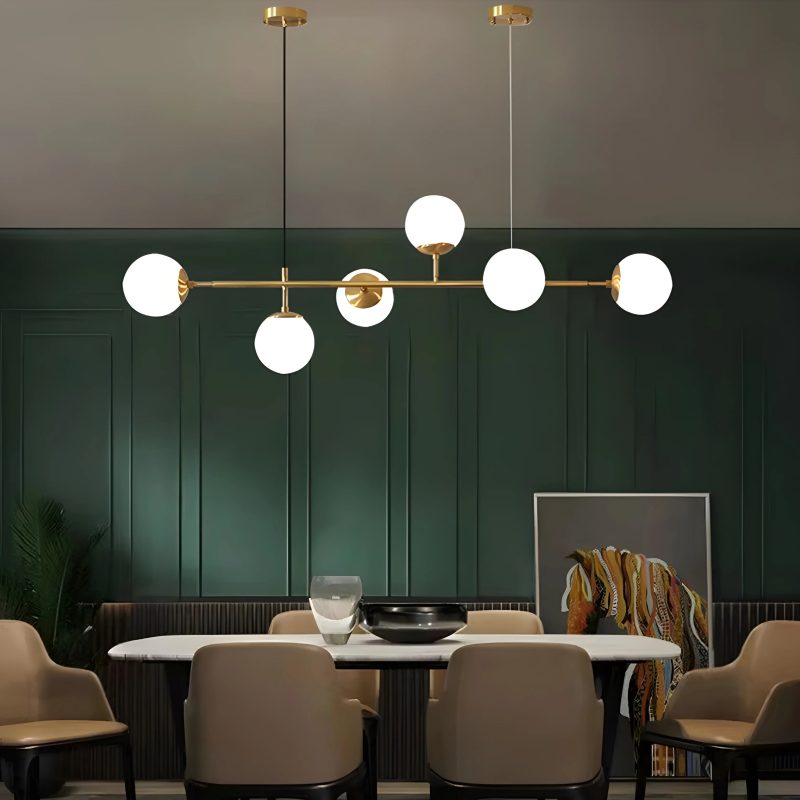 Gold Milky Glass Led Chandelier For Living Room For Dining Room For Office