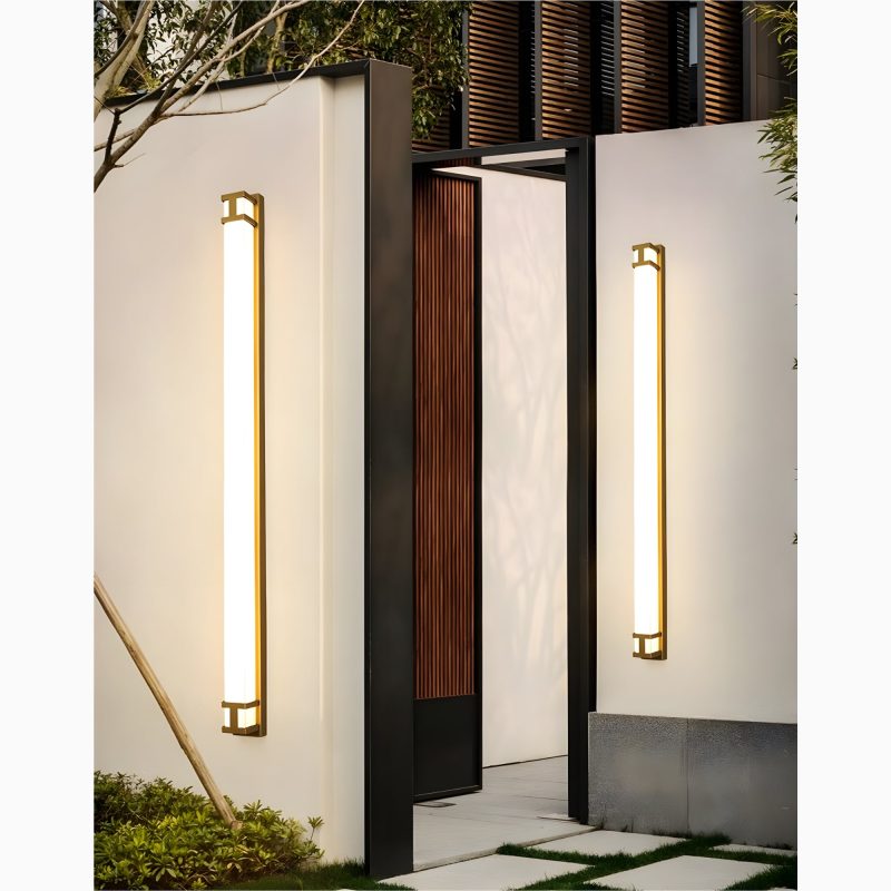 MIRODEMI Black/Gold Outdoor Waterproof LED Long Wall Lamp for Garden, Villa, Porch | luxury outdoor lighting |