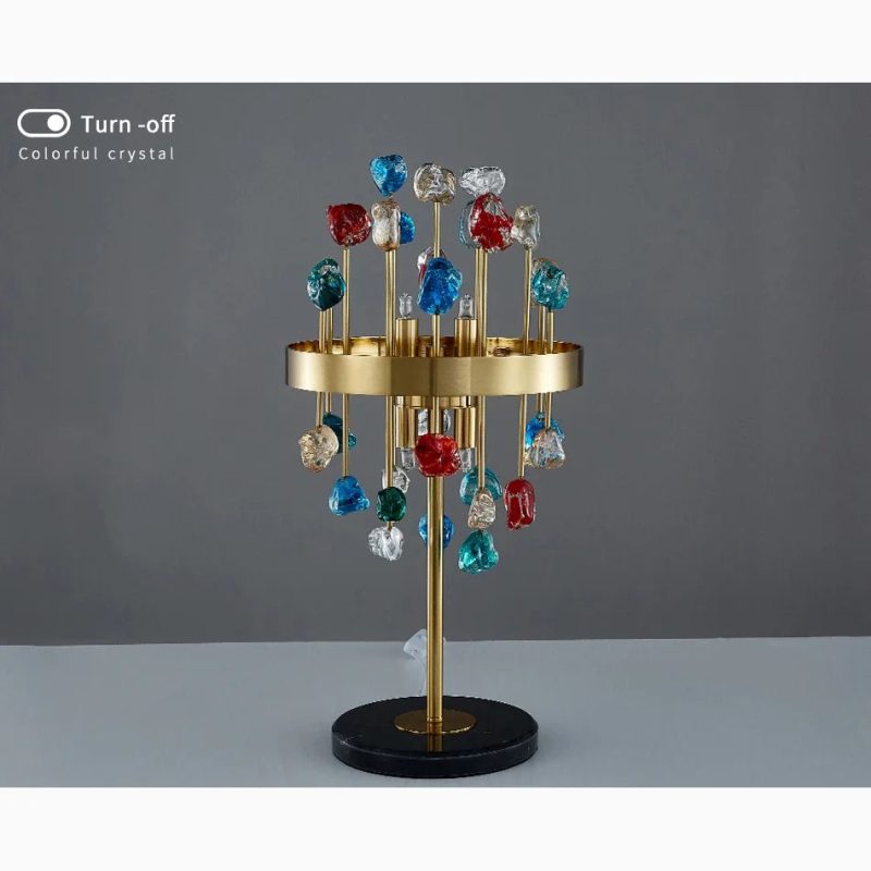 Gold Stainless Steel Colorful Crystal Accent LED Light