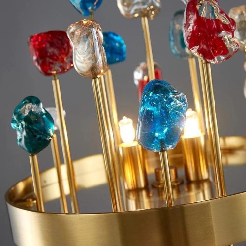 Gold Stainless Steel Colorful Crystal Accent Table Light For Bedroom