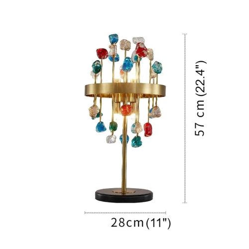 Gold Stainless Steel Colorful Crystal LED Table Light For Bedroom