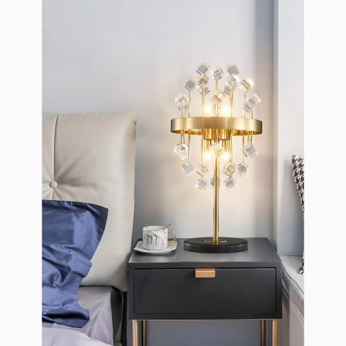 Gold Stainless Steel Cube Crystal Accent Light