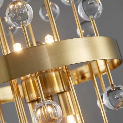 Gold Stainless Steel Round Crystal Accent Light For Living Room